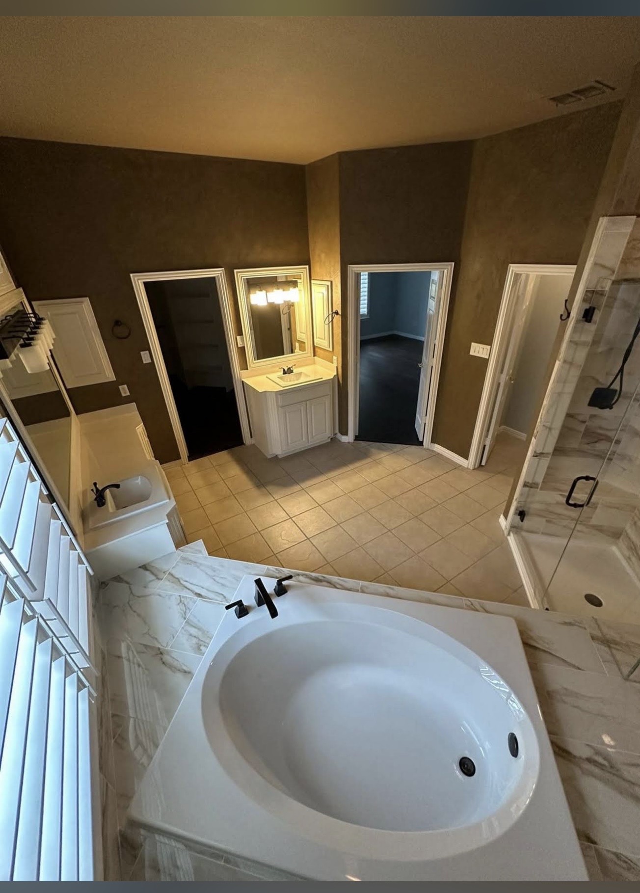 Bathroom remodel with new vanity and tub
